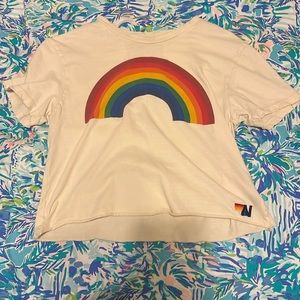 aviator nation rainbow shirt cropped
